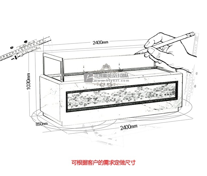 優(yōu)凱-豪華直角雕刻蛋糕展示柜