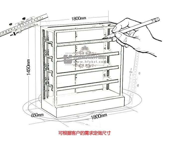 直角5層蛋糕模型柜