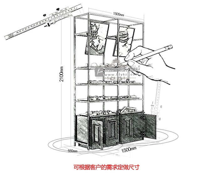 16TE-MB-C鐵藝單邊面包柜